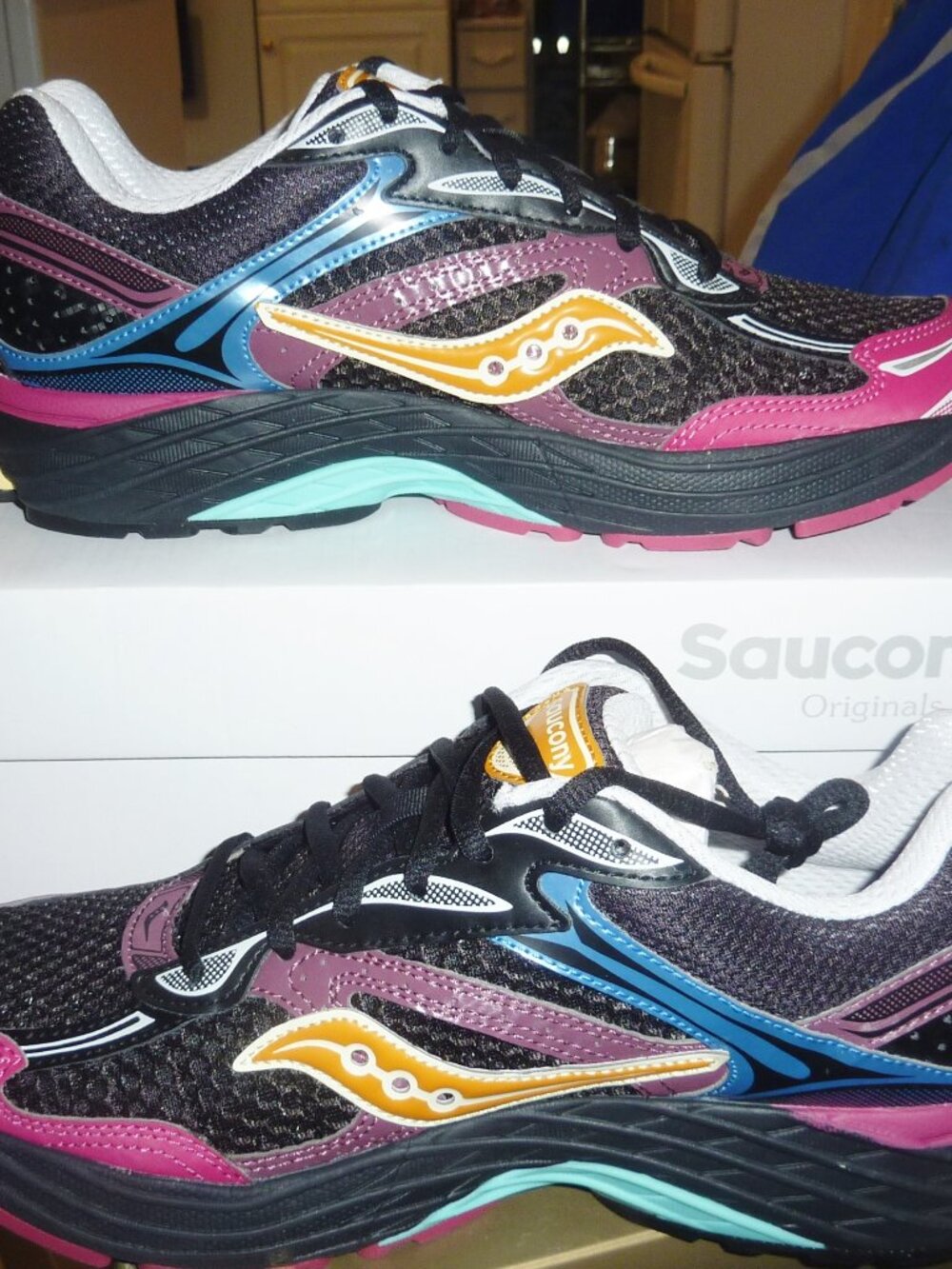 NIB Saucony ProGrid Omni 9 Black Multi Color Sneakers S70739 Wom 10.5 Men 9